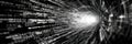 Abstract Coding Language Text Forming a Dynamic Tunnel Effect With Light at the End, Suggesting Depth and Motion in a Royalty Free Stock Photo