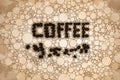 Coffee bean sign on a mosaic background with scattered coffee beans Royalty Free Stock Photo