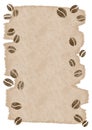Abstract coffee beans and brown brush stroke copy space background watercolor.
