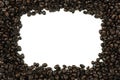 Abstract coffee beans isolated on white background, Space for text in the center Royalty Free Stock Photo