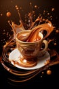 Abstract Coffee Swirl Art with Vivid Orange Tones