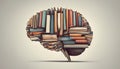 Abstract Cognitive Concept , Books Forming Brain Shape, Symbolizing Wisdom, Mental Exercise