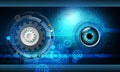 Abstract cogs eye future circuit technology security system background, vector illustration.