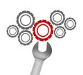 Abstract cogs - gears and wrench Royalty Free Stock Photo