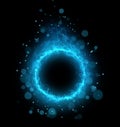 Abstract cold blue circle, fire and smoke Royalty Free Stock Photo