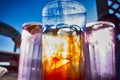 Abstract cold iced tea in summer sun Royalty Free Stock Photo