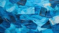 Abstract Collage: Blue Tissue Paper Art With Microfiber Shreds