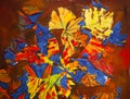 Abstract collage painting of autumn, fall leaves Royalty Free Stock Photo