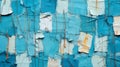 Abstract Collage: Ripped Cashmere And Turquoise Sticky Notes