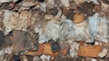 Abstract Collage: A Rusty Debris Pile Against An Adobe Wall