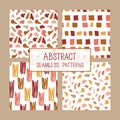 Abstract collage seamless patterns set. Vector background.