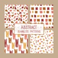 Abstract collage seamless patterns set. Vector background. Royalty Free Stock Photo