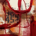 Abstract collage with typo elements and distressed forms, with red and brown accents Royalty Free Stock Photo