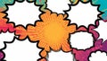 Abstract collection of colorful comic book style speech bubbles featuring dynamic halftone patterns and empty white spaces for Royalty Free Stock Photo