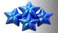 Abstract stack glowing blue geometric stars shape png transparent image Generative AI Royalty Free Stock Photo