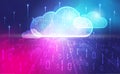 Cloud computing abstract background concept, Digital technology banner pink blue background binary code, abstract tech big data Royalty Free Stock Photo