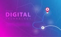 Digital technology banner pink blue background concept with technology line light effects, abstract tech, Map GPS navigation Royalty Free Stock Photo