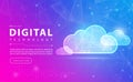 Digital technology and Cloud computing banner pink blue background concept with technology line light effects, abstract tech Royalty Free Stock Photo