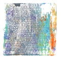 Abstract color acrylic and watercolor painting. Monotype template. Canvas texture background. Isolated on white Royalty Free Stock Photo