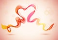 Abstract color background with heart and wave