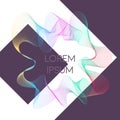 Abstract color background with rhomb, asymetric arrow and flowing wavy element