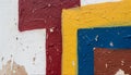 Abstract Color Block Graffiti Pattern Background On Distressed Wall Royalty Free Stock Photo