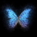 Abstract butterfly made of particles, digital fantasy butterfly illustration