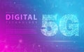 5G network wireless internet Wi-fi connection abstract background concept, Digital technology banner pink blue background vector Royalty Free Stock Photo