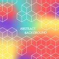 Abstract color hexagonal background. White cubes on colored background.