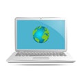 Abstract color laptop icon with globe on screen Royalty Free Stock Photo