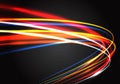 Abstract color light fast speed curve motion on black technology luxury background vector