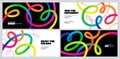 Abstract Color Line Patterns. Wave Shape Design Elements. 3D Curve Dynamic Spiral Lines. Vector Modern Background with Rainbow Royalty Free Stock Photo