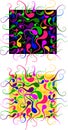 Abstract color pattern with tadpole elements