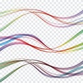 Set of abstract color wave smoke transparent blue pink orange green wavy design purple