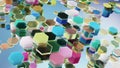 Abstract colorful 3D hexagons floating in digital futuristic space Royalty Free Stock Photo