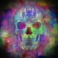 Abstract colored artistic skull, graphic design concept