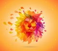 Abstract colored background with shapes reminding lions head