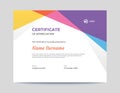 Abstract colored blue, pink, purple and Yellow shapes certificate design Royalty Free Stock Photo