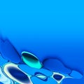 3D Abstract blue bubbles,on a blue gradient backdrop, graphic digitally generated image Royalty Free Stock Photo