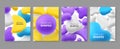 Abstract colored bubbles liquid stain different shape poster set template realistic vector Royalty Free Stock Photo