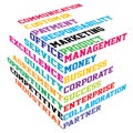 Abstract colored cube with business terms Royalty Free Stock Photo