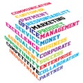 Abstract colored cube with business terms