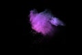 Abstract colored dust explosion on a black background.abstract powder splatted background,Freeze motion of color powder exploding/ Royalty Free Stock Photo