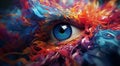 colored eye on abstract colorful background, graphick designed eye on colored background, eye wallpaper Royalty Free Stock Photo