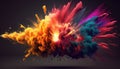 Abstract colored fire explosion. generative AI