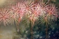 Abstract colored firework background with bokeh in new year fest Royalty Free Stock Photo