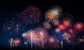 Abstract colored firework background with free space for text. Celebration and anniversary concept on black background Royalty Free Stock Photo