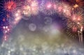 Abstract colored firework background with free space for text. Firework background used for New Year celebrations or important Royalty Free Stock Photo