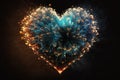 Abstract colored fireworks heart shape. Multicolored fireworks heart. firework explosion. Generative AI