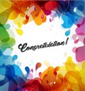 Abstract colored flower background with congratulation text.